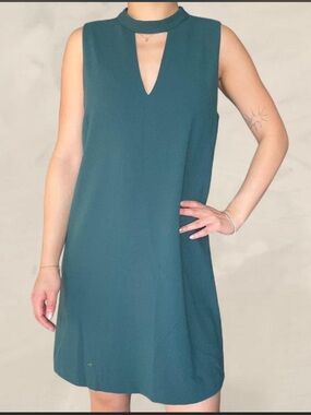 Greylin Teal Keyhole Shift Mini Dress